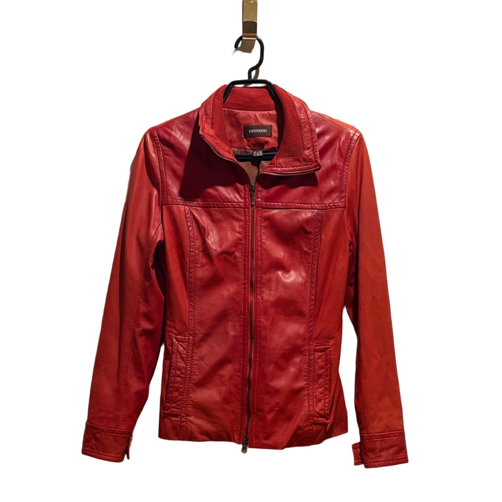 Danier Vibrant Red Leather Jacket for Women
